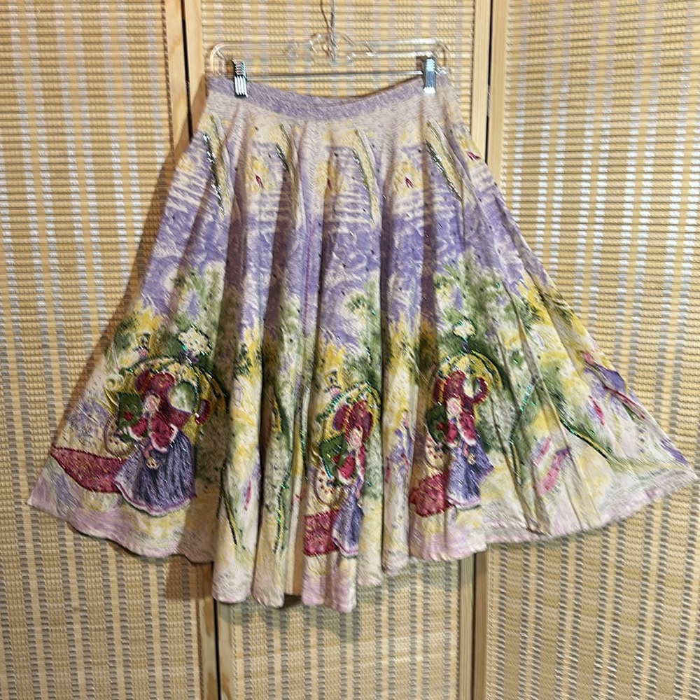 Christopher Fischer 100% Cotton Painted Victorian Cinderella Circle Skirt Medium - Picture 11 of 16